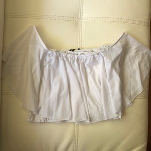 White Chiffon Crop Top Off the Shoulder